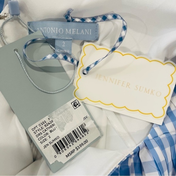 Antonio Melani Jennifer Sumko Catherine Gingham Puff Sleeve Taffeta Midi Dress - Picture 10 of 13